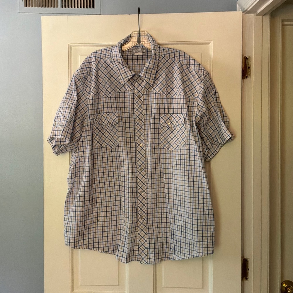 Wrangler Wrancher Mens Western Plaid Short Sleeve Pearl Snap Shirt 3X Workwear